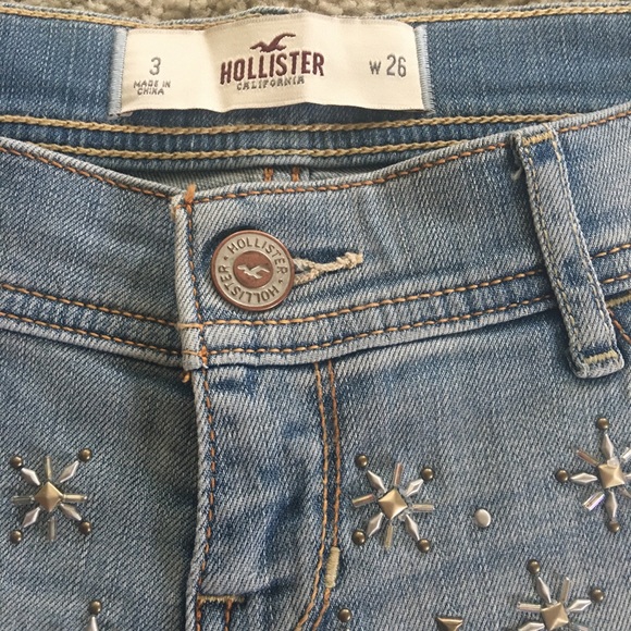 Hollister embellished denim shorts Sz 3 low rise Y2K! - Picture 5 of 9